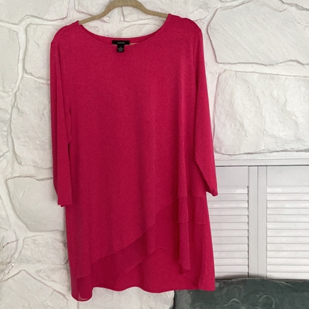 Alfani XL Stretchy tunic styled top pretty pink with sheer front details stretch